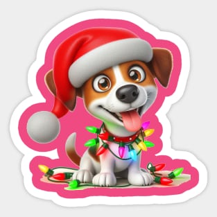 Jack Russell wearing a Santa hat Sticker